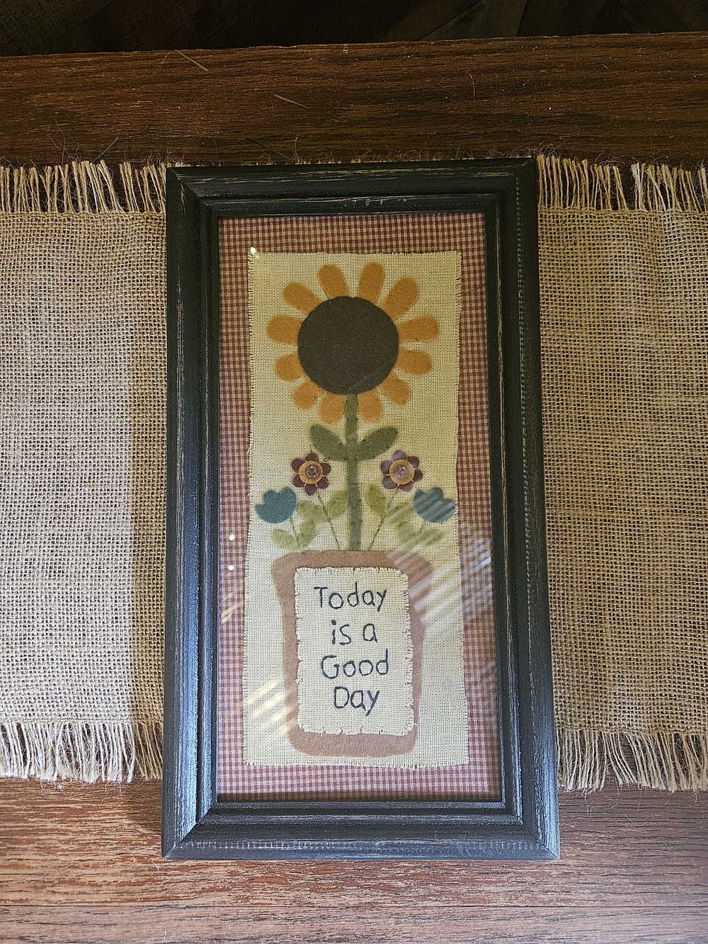 Framed Sunflower 'Today is a Good Day' Wall Art - Yellow, Blue, Green